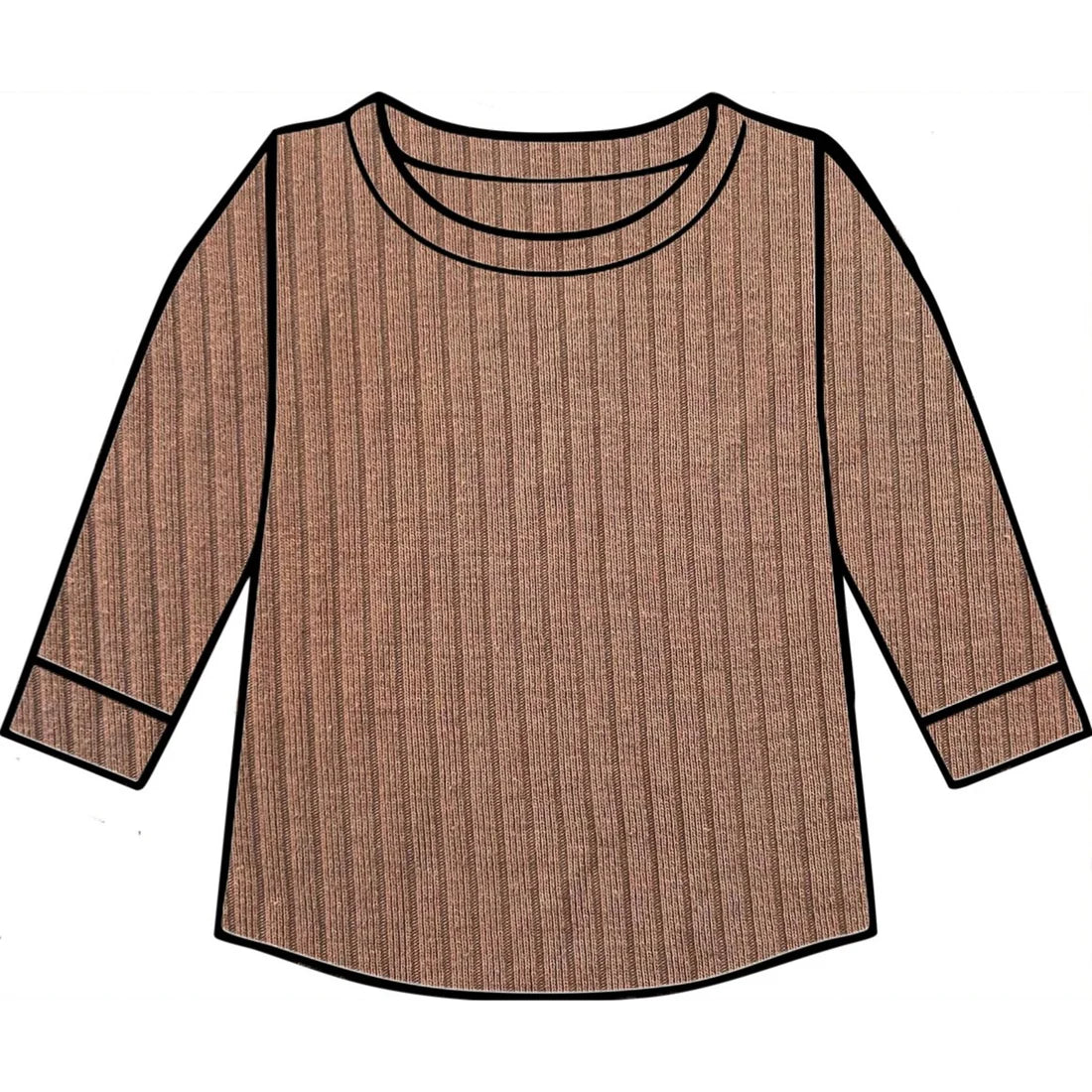 PREORDER Caramel Organic Ribbed Long Sleeve Top