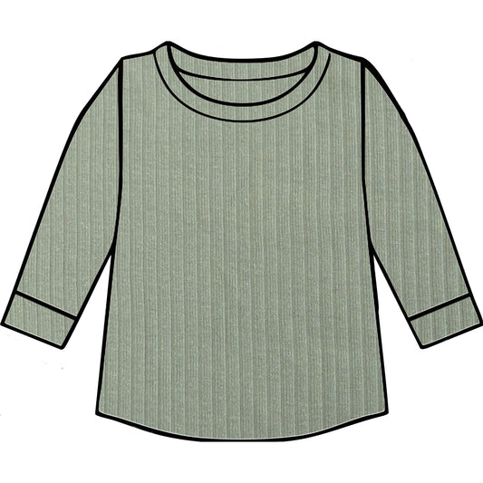 Sage Ribbed Long Sleeve Top