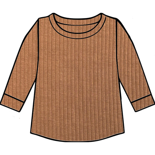 Rust Ribbed Long Sleeve Top