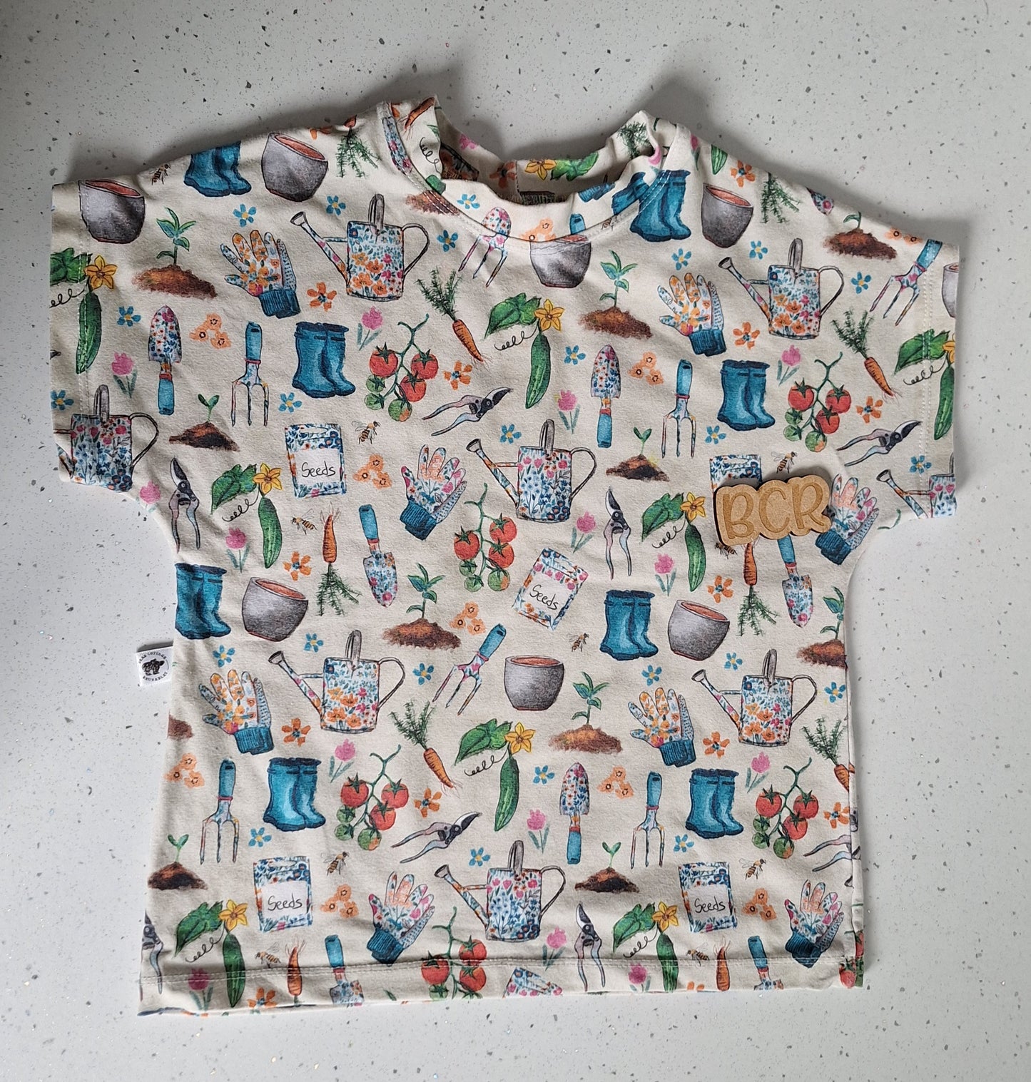 preloved 2-3 years organic cotton handmade short sleeve boxy shirt