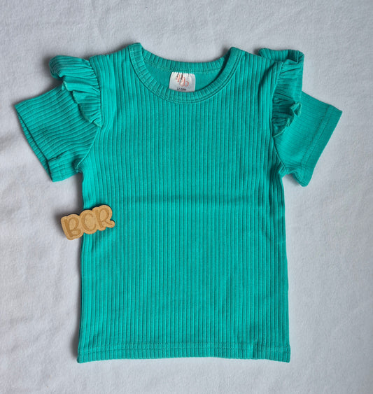 Frill Shoulder Short Sleeve Top - Exclusive - BCR Handmade Organic Clothing