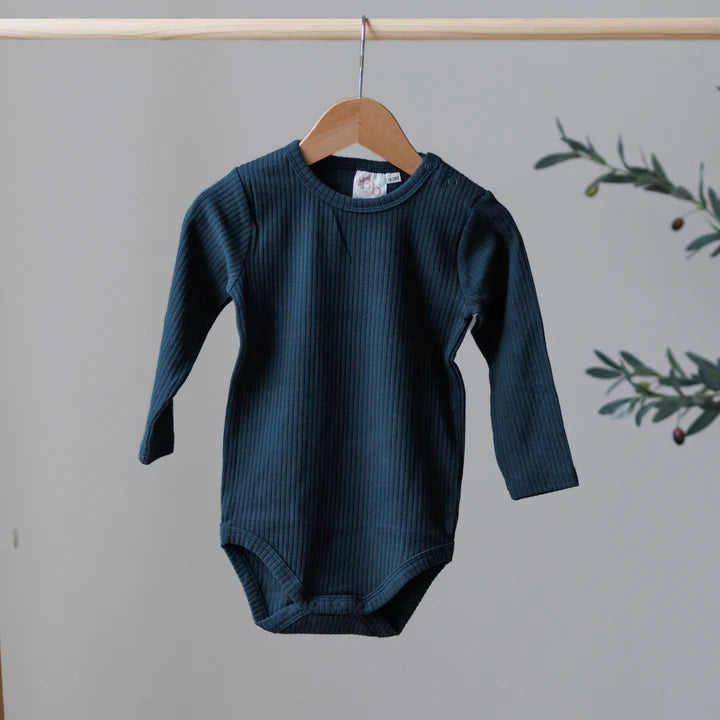 Pine Bodysuit Plain Shoulder | Belle & Bea Basics Organic Cotton | Embroidered Christmas Baby Clothes - BCR Handmade Organic Clothing
