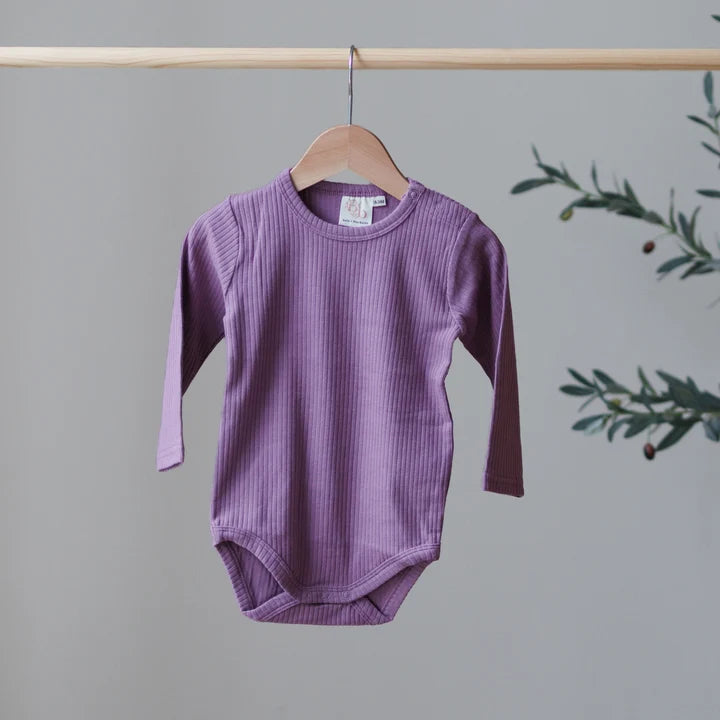 Orchid Bodysuit Plain Shoulder | Belle & Bea Basics Organic Cotton | Embroidered Christmas Baby Clothes - BCR Handmade Organic Clothing