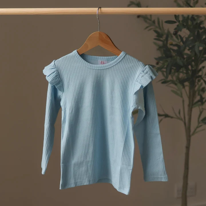Serene Top Frill Shoulder | Belle & Bea Basics Organic Cotton | Embroidered Christmas Childrens Clothes - BCR Handmade Organic Clothing