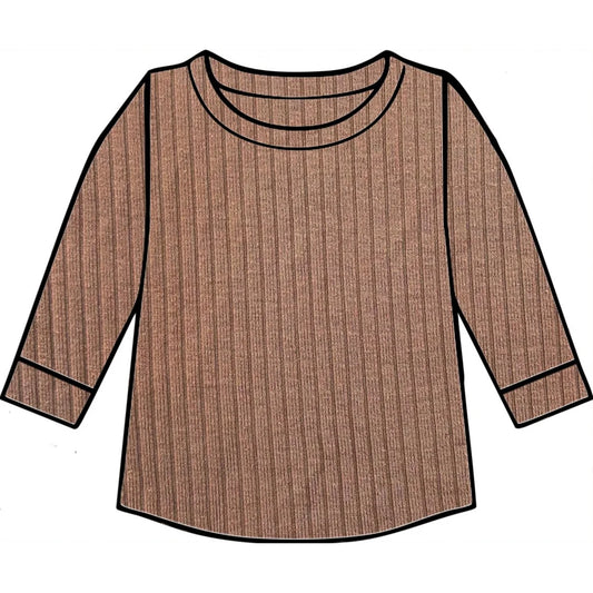 PREORDER Caramel Organic Ribbed Long Sleeve Top