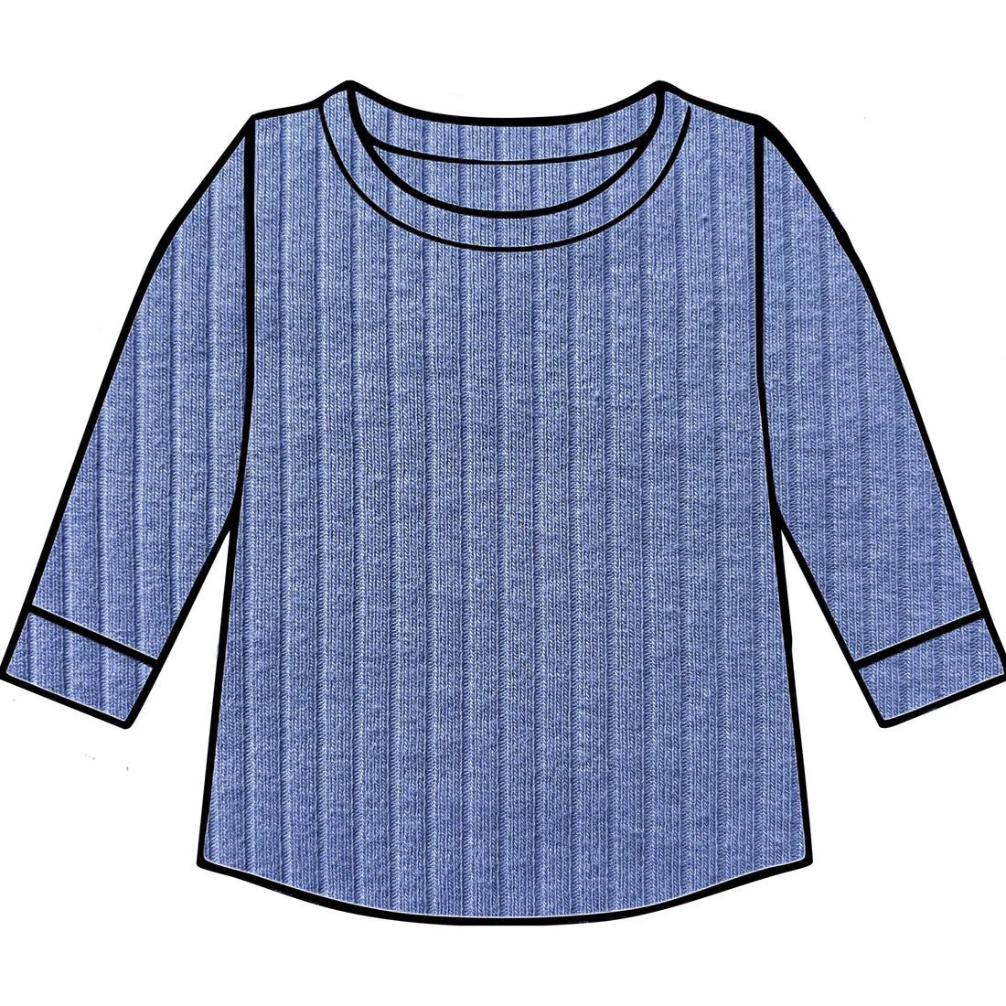 PREORDER Periwinkle Organic Ribbed Long Sleeve Top