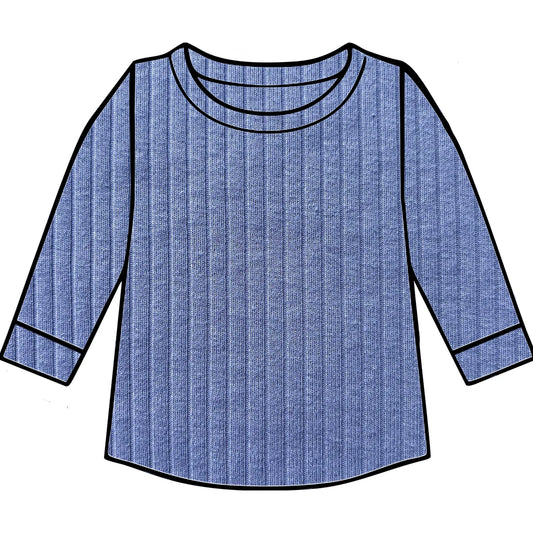 PREORDER Periwinkle Organic Ribbed Long Sleeve Top