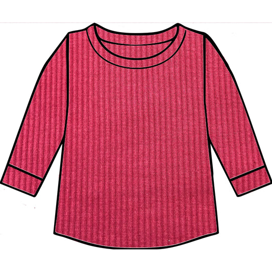 PREORDER Cranberry Organic Ribbed Long Sleeve Top