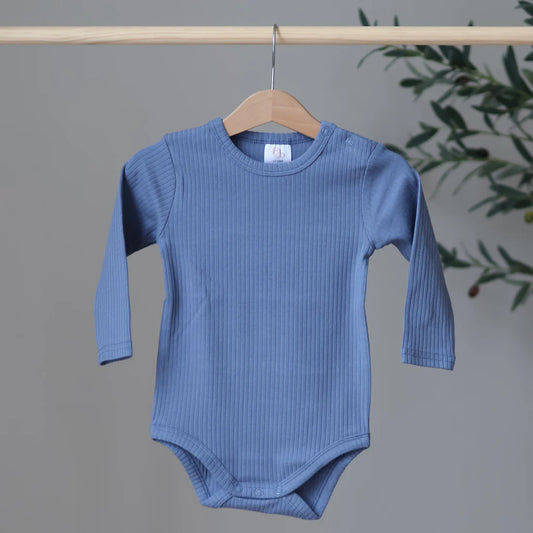 Periwinkle Organic Ribbed Long Sleeve Body Suit - BCR Handmade Organic Clothing