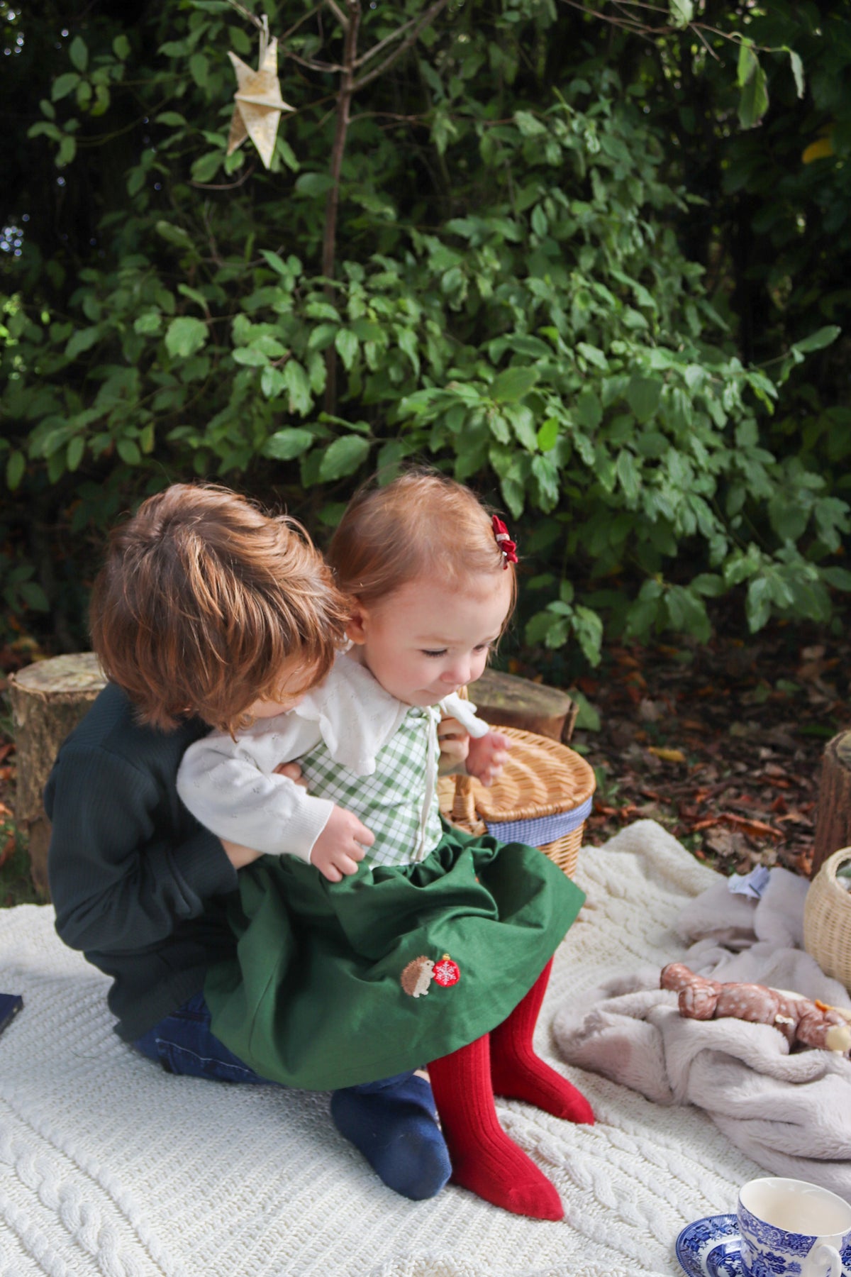 Embroidered Bow Back Dress | Bear Stitched Christmas Edition | Baby & Toddler Clothing - BCR Handmade Organic Clothing
