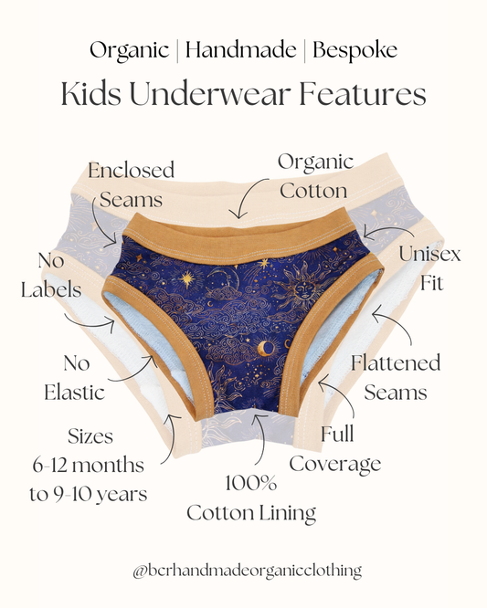 Kids' Organic Cotton Underwear – Handmade UK, Elastic-Free & Sensory Friendly | Potty Training Pants