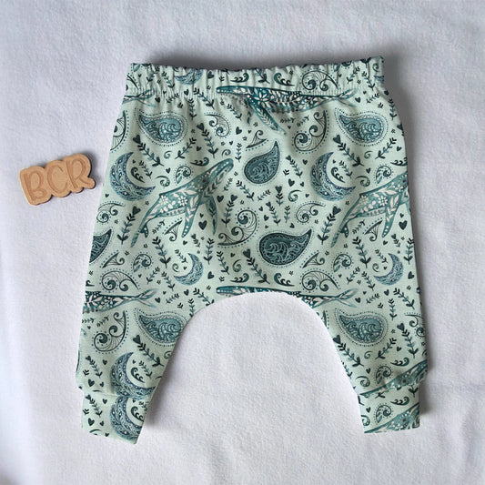 handmade Organic cotton baby leggings UK under the sea 