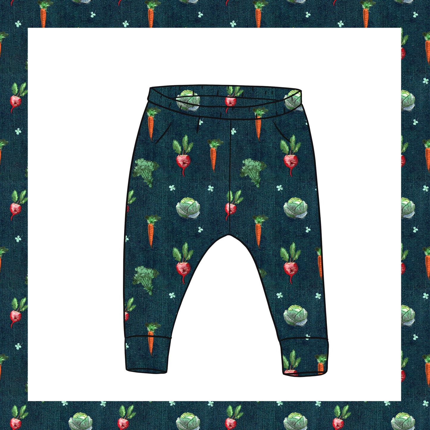 Leggings | Fruit & Vegetables | Denim Veggies