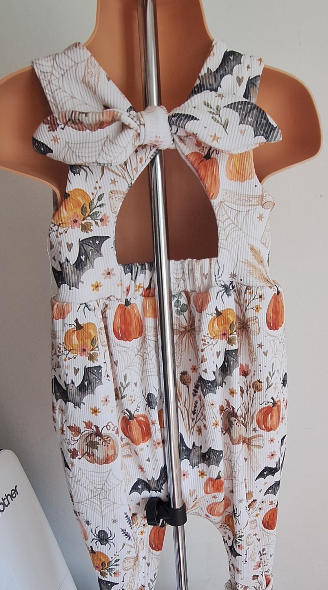 Organic cotton rib handmade bow back romper