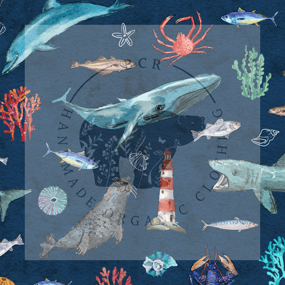 handmade organic cotton under the sea baby clothes UK