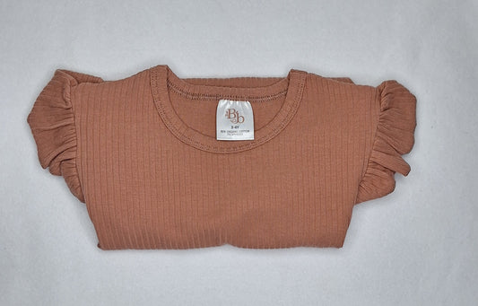 Clay Frill Ribbed Long Sleeve Top - BCR Handmade Organic Clothing