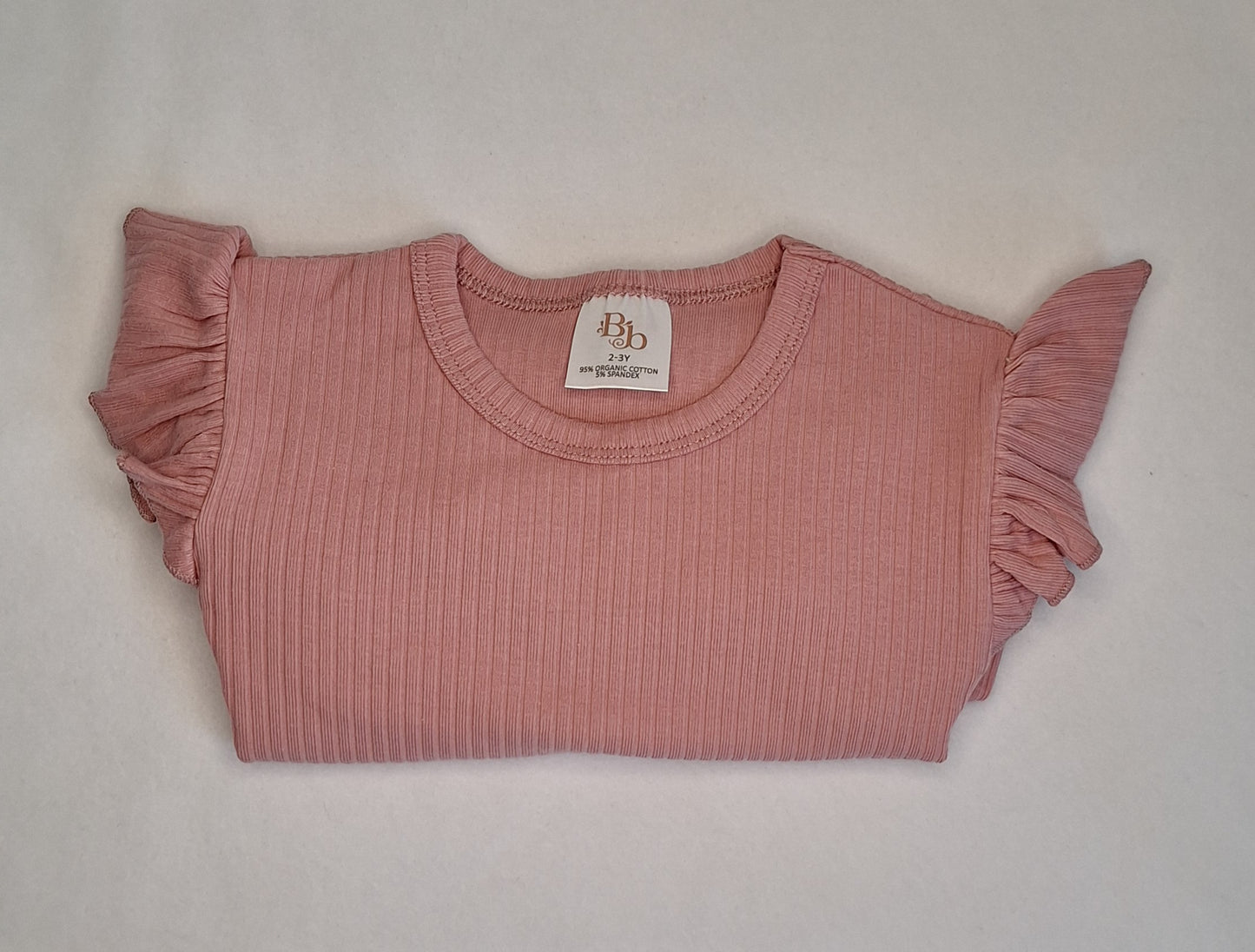 Raspberry Frill Ribbed Long Sleeve Top - BCR Handmade Organic Clothing