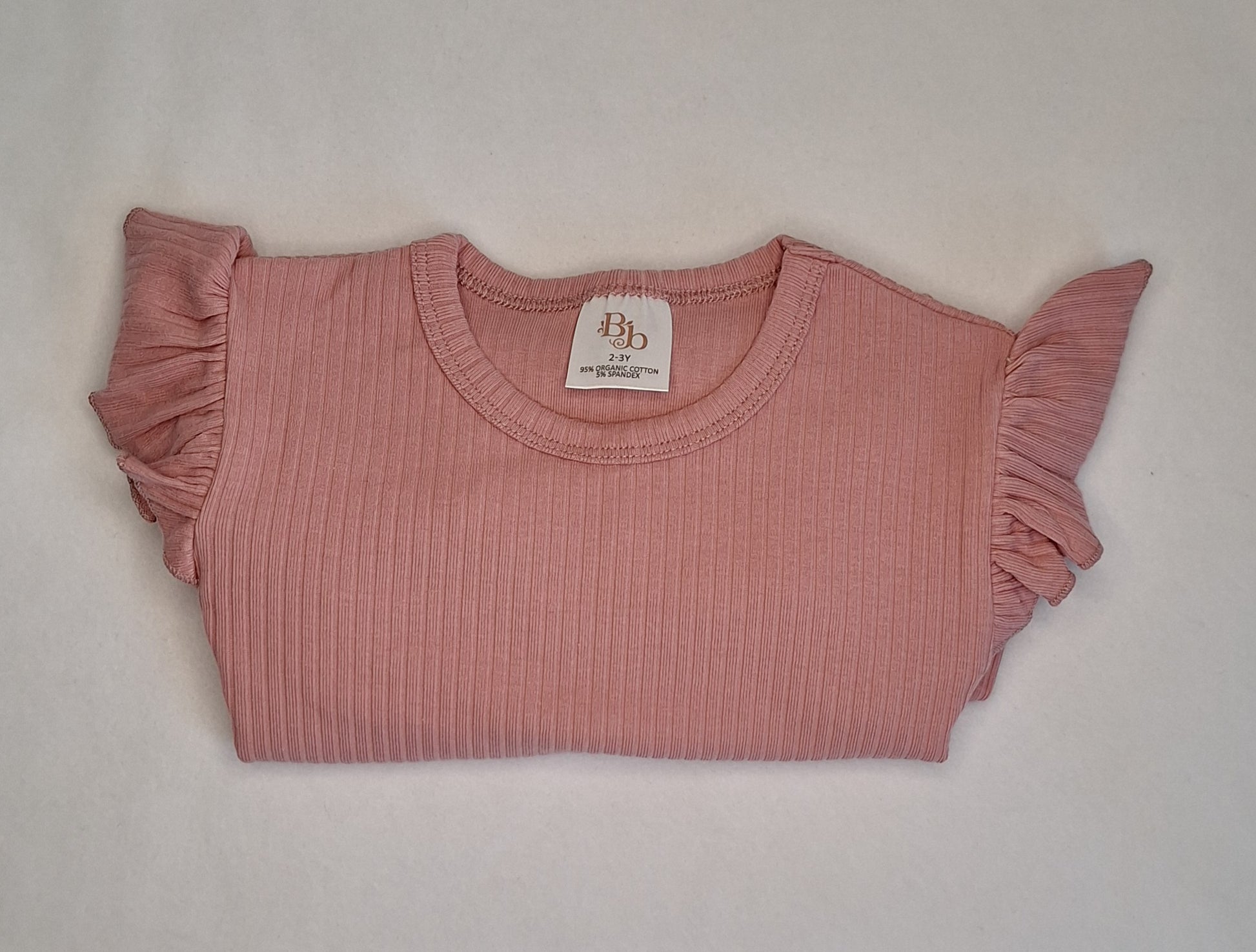 Raspberry Frill Ribbed Long Sleeve Top - BCR Handmade Organic Clothing