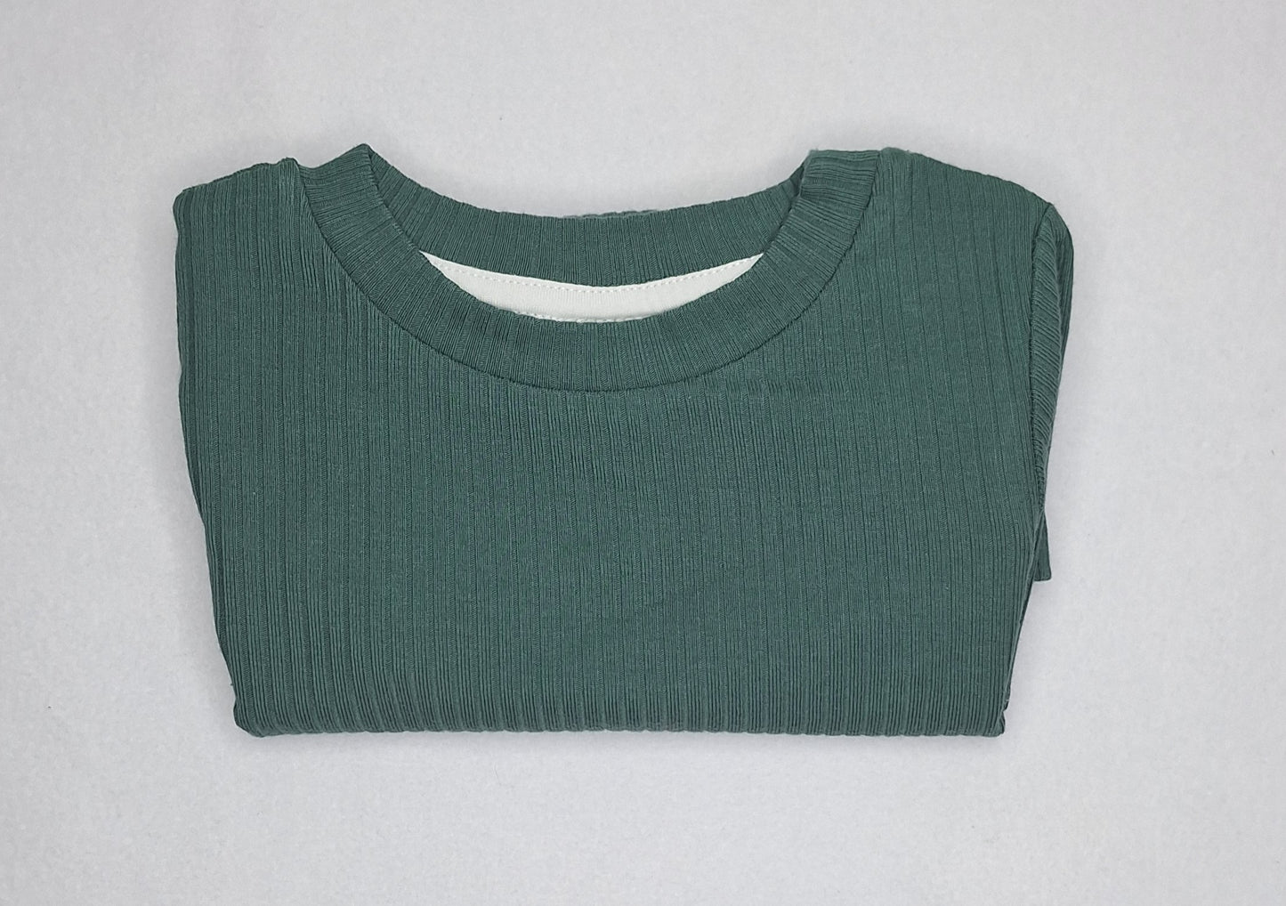 Dark Green Ribbed Long Sleeve Top - BCR Handmade Organic Clothing