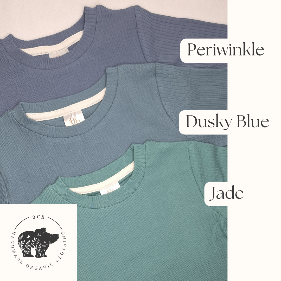 Periwinkle Organic Ribbed Long Sleeve Top - BCR Handmade Organic Clothing