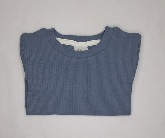 Periwinkle Organic Ribbed Long Sleeve Top - BCR Handmade Organic Clothing
