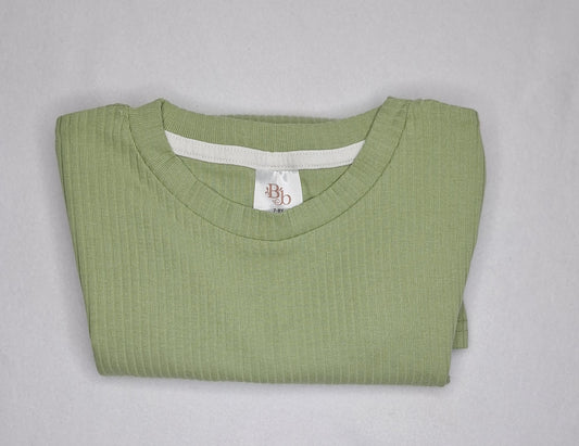 Sage Ribbed Long Sleeve Top - BCR Handmade Organic Clothing
