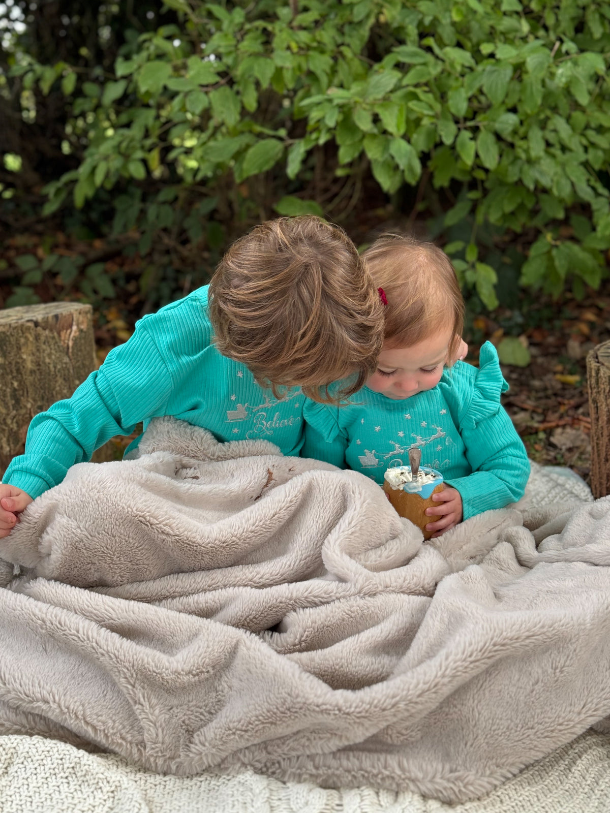 Teal Top Frill Shoulder | Belle & Bea Basics Organic Cotton | Embroidered Christmas Childrens Clothes - BCR Handmade Organic Clothing