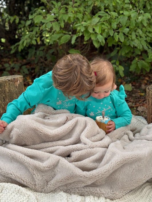 Teal Top Frill Shoulder | Belle & Bea Basics Organic Cotton | Embroidered Christmas Childrens Clothes - BCR Handmade Organic Clothing