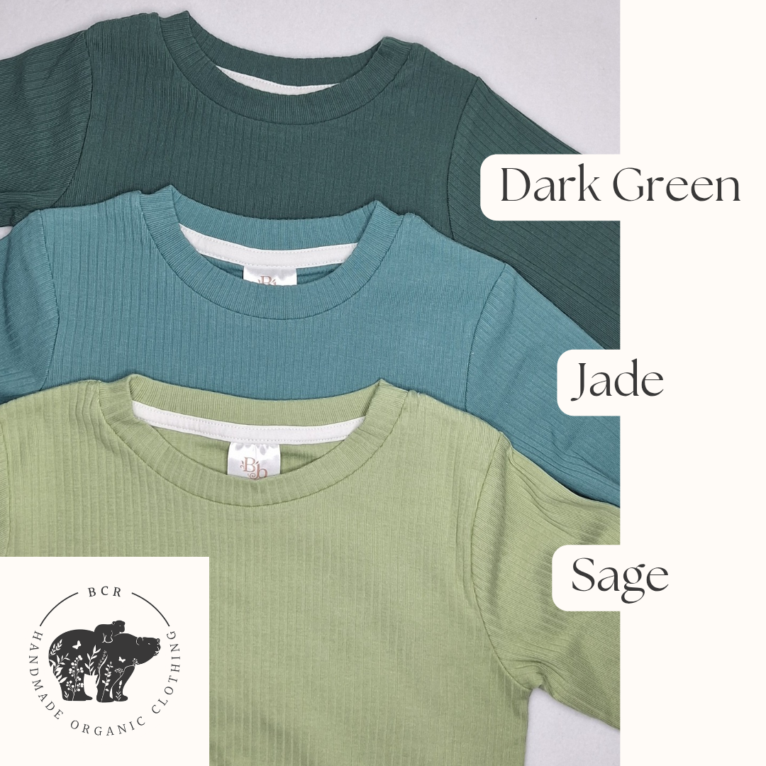 Dark Green Ribbed Long Sleeve Top - BCR Handmade Organic Clothing