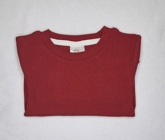 Cranberry Organic Ribbed Long Sleeve Top - BCR Handmade Organic Clothing