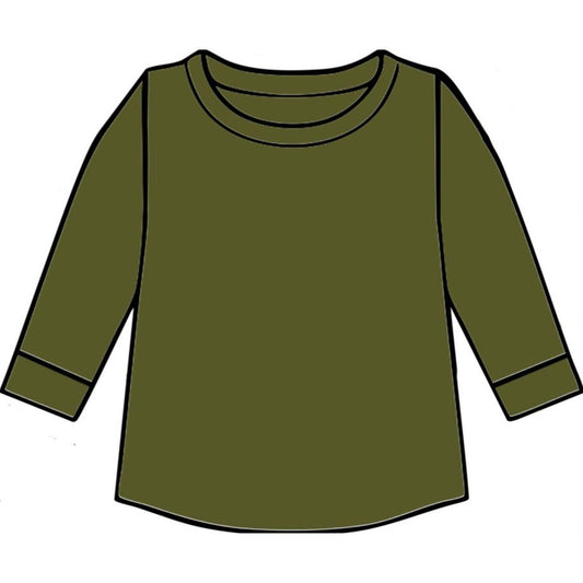 Forest Green Organic Ribbed Long Sleeve Top - BCR Handmade Organic Clothing