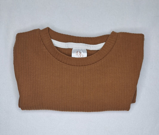 Rust Ribbed Long Sleeve Top - BCR Handmade Organic Clothing
